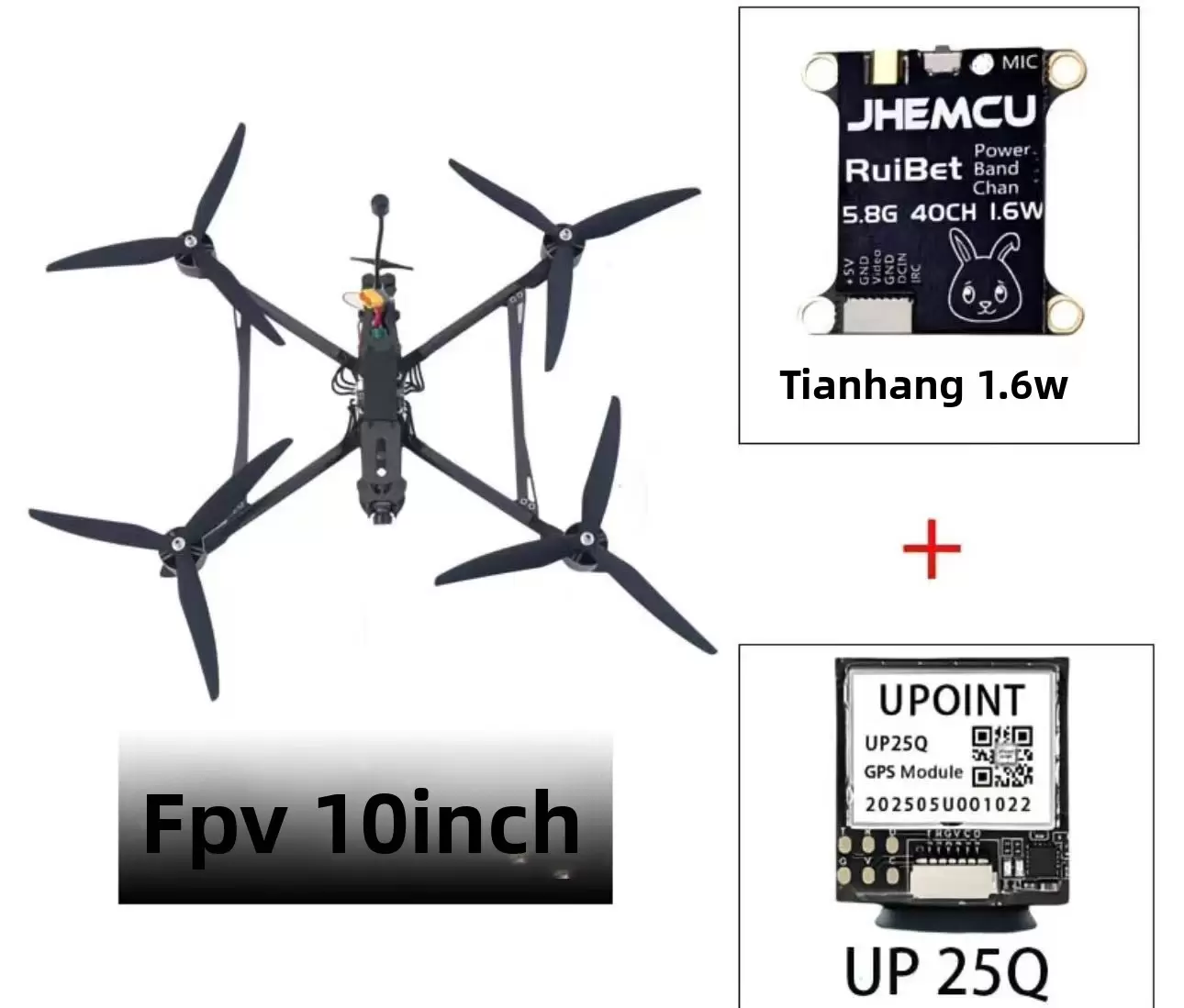 AIガイダンスと光ファイバー伝送を備えた10インチFPVドローン